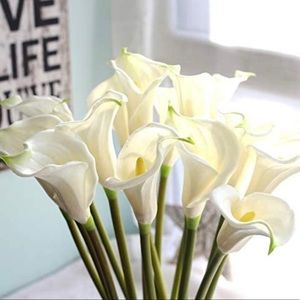 White Calla Lilly Artificial Flower Bouquet - 10 Piece